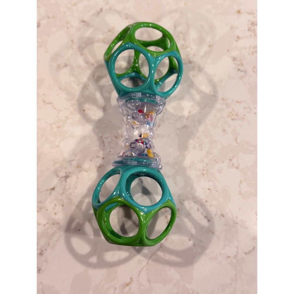 Oball Shaker Rattle Toy Green Teal Blue‎ Infant Sensory Development Easy Grip